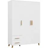 rauch Drehtürenschrank Kleiderschrank Schrank Garderobe Wäscheschrank SHINJO (in 3 verschiedenen Ausstattungen BASIC/CLASSIC/PREMIUM) Griffe und Füße aus Massivholz mit 2 Schubladen MADE IN GERMANY weiß 140 cm x 203 cm x 53 cm