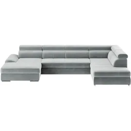 sit&more Wohnlandschaft SIT & MORE "U-Form", grau (hellgrau), B:345cm H:79cm T:213cm, 100% Polyester, Sofas, Wohnlandschaft, mit verstellbaren Kopfteilen, wahlweise mit Bettfunktion