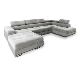 masseno Eckcouch Velours 3-Sitzer Grau