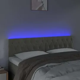 vidaXL LED Kopfteil Hellgrau 160x7x78/88 cm Samt