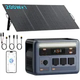 Tragbare Powerstation mit 200W Solarpanel, 1024Wh 1800W Solargenerator, 1 Std. Schnellladung, LiFePO4 Akku Power Station für Zuhause, Camping, Wohnmobil, Notfälle