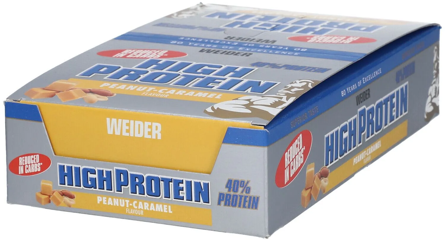 Weider 40 % High Protein Low Carb, Erdnuss-Karamell, Riegel