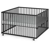 sämann – make a difference. Laufgitter, Schwarz, Holz, Echtholz,Buche, 120x74x120 cm, Babymöbel, Laufstall Baby