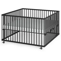 sämann – make a difference. Laufgitter, Schwarz, Holz, Echtholz,Buche, 120x74x120 cm, Babymöbel, Laufstall Baby