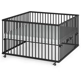 sämann – make a difference. Laufgitter, Schwarz, Holz, Echtholz,Buche, 120x74x120 cm, Babymöbel, Laufstall Baby