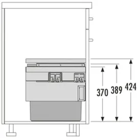 Livingpoint24 Einbaumülleimer 60 cm Grau