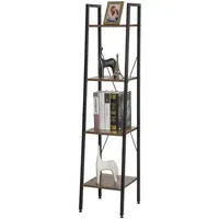EUGAD Bücherregal, 1-tlg., Leiterregal mit 4 Ebenen, MDF, Metall 34x35x148 cm braun