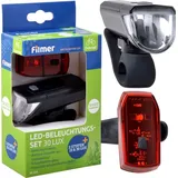 Filmer Fahrradbeleuchtung Set 30 LUX LED batteriebetrieben Schwarz
