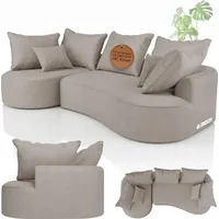 Juskys Sofa Tirano - Ecksofa L-Form, inkl. Kissen, 4-Sitzer Eckcouch, Samt Beige &