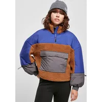 URBAN CLASSICS Ladies Sherpa 3-Tone Pull Over Jacket in Braun, Größe 3XL