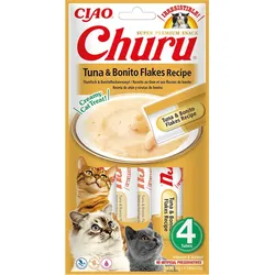 INABA CAT Churu Thunfisch und Echten Bonito Thunfisch Flocken 4x14g (56g)