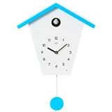 Cuco Clock Wanduhr Kuckucksuhr SCHWARZWALDHAUS, Pendeluhr Wanduhr, Moderne Schwarzwalduhr (37,5× 23 × 11,4cm mit Nachtruhefunktion, Vogelgezwitscher) blau 23 cm x 11.4 cm