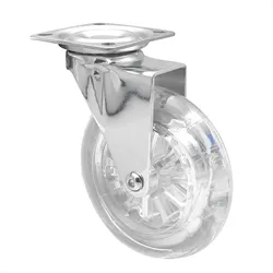 WAGNER Soft-Lenkrolle SKATER - Ø 100 mm, Stahl verchromt, transparent, Anschraubplatte, Tragkraft 65 kg - 03108801