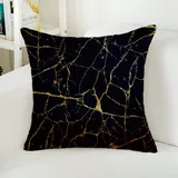 Kissenbezug 80x80 Gold Black Print Kopfkissenbezug 80x80 Sanft Baumwolle Leinen sofakissen mit Reißverschluss Dauerhaft Kissenbezüge 80x80 Knitterfreie Starke Atmungsaktivität Couchkissen 1 Pcs