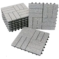 BodenMax Klickfliesen Terrasse grau Gehwegplatten Steinplatten Garten 30x30 cm Fliesen Balkon Klicksystem Wetterfest | Naturstein GRANIT | 8 Stück
