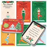 DPKOW Yoga Adventskalender Frauen Geschenke Yoga Fitness Adventskalender in der Dose Karten Kalender Entspannung für Zuhause Schule Therapie, 24 Tage Karten Yoga