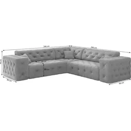 Fun Möbel Ecksofa Designersofa CHANTAL in Stoff Opera Velvet Cream Seite Universal - Beige