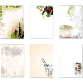 LYSCO Briefpapier Set Motivpapier Gastronomie Wein Geschirr Gläser Sekt (MPA-5239), leckere Gastronomische Atmosphäre, für alle Drucker geeignet.