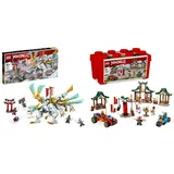 LEGO 71786 NINJAGO Zanes Eisdrache, ab 10 Jahren & 71787 NINJAGO Kreative Ninja Steinebox, Spielzeug Aufbewahrungskiste mit Ninja-Auto und Motorrad, Dojo und Minifiguren für Kinder ab 5 Jahren