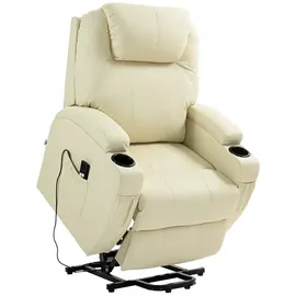 Homcom Fernsehsessel mit Aufstehhilfe Elektrisch Relaxsessel mit Liegefunktion, TV-Sessel mit Becherhalter, Seitentasche und Fernbedienung,