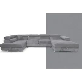 sofiland Ecksofa Aller U XXL-Ecksofa mit Schlaffunktion und zwei Bettkästen in Hellgrau, linke Seite - Hellgrau