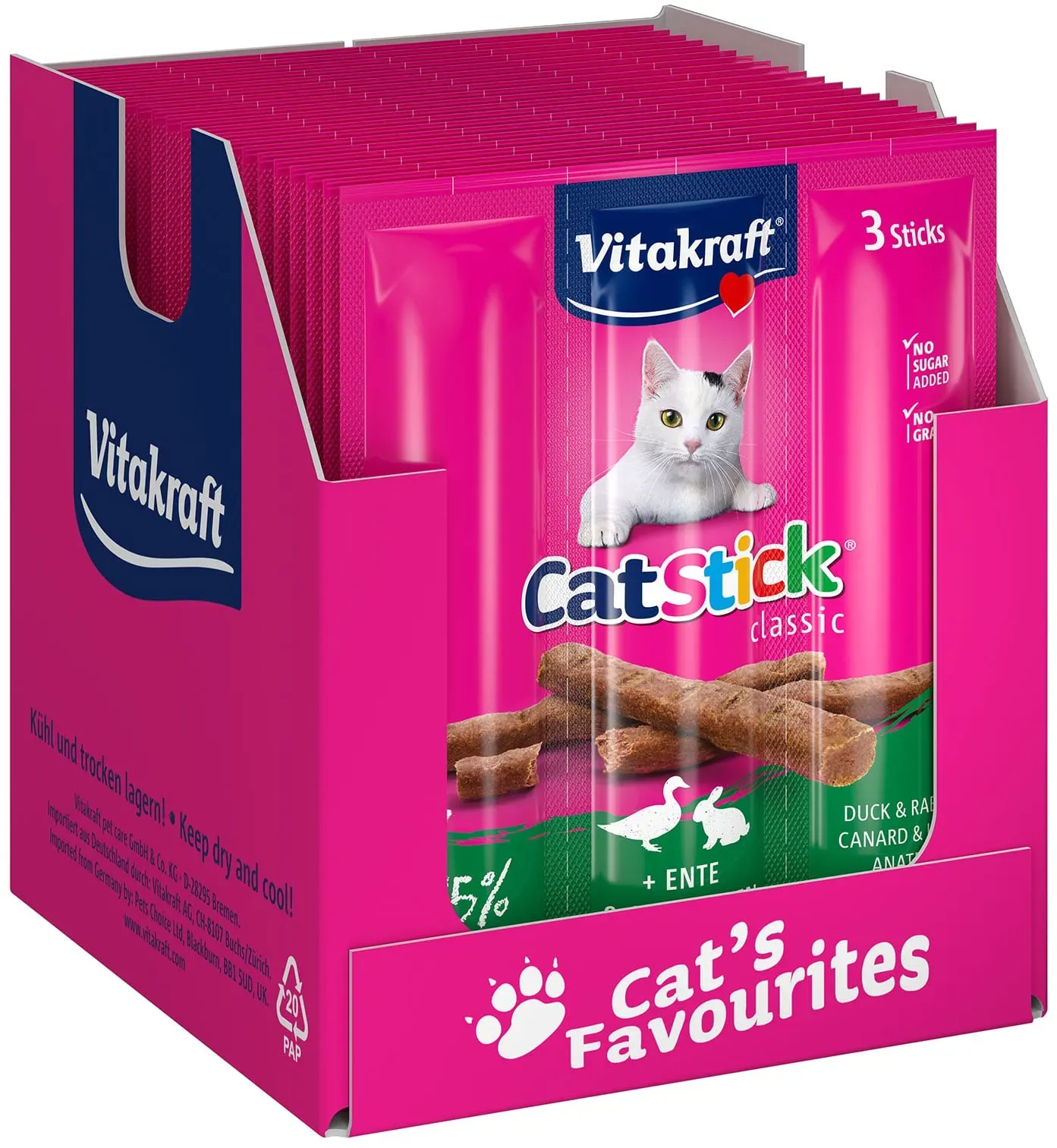 Vitakraft Mini Cat Sticks Ente & Kaninchen 18 g, 20er Pack