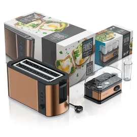 Arendo 4-Scheiben Langschlitz-Toaster Kupfer
