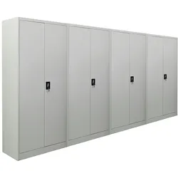 PROREGAL Mega Deal 4x Flügeltürenschrank ELEPHANT | HxBxT 185x90x40cm | 4 Fachböden | Lichtgrau | Metallschrank abschließbar Büroschrank