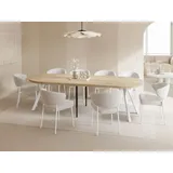 WFL GROUP Esstisch Twixy (erhältlich in 2 Größen – Durchmesser 100 cm, ausziehbar auf 250/300 cm), XXL groß extra lang Ausziehtisch für 5-16 oder 5-14 Personen braun