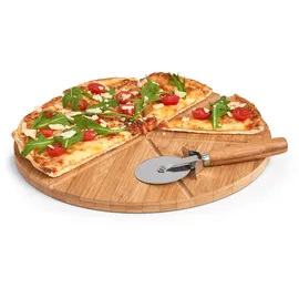 Zeller Pizzaschneidebrett Bambus 2-tlg. Ø:32 cm Beige