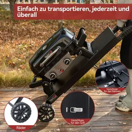 Royal Gourmet Tragbarer 2-Brenner Gasgrill schwarz