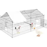 Vevor Hühnerstall 220x106x104cm Freilaufgehege aus pulverbeschichtetem Eisen Freigehege mit 4 Türen Voliere Kleintierstall Tiergehege Geeignet für