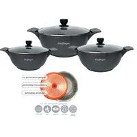 Cheffinger Kochtopf Kasserolle Topf Set 6-tlg mit Glasdeckel Cheffinger