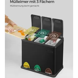 Songmics Mülleimer 3 x 8 l Schwarz