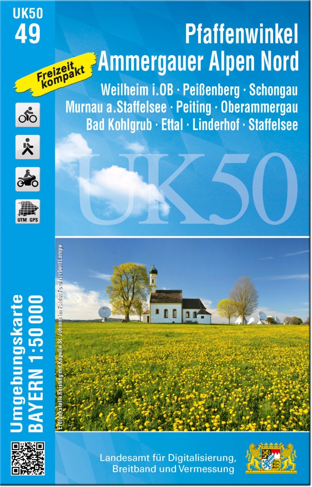 Uk50-49 Pfaffenwinkel  Ammergauer Alpen Nord (Umgebungskarte 1:50000) - Ammergauer Alpen Nord (Umgebungskarte 1:50000) UK50-49 Pfaffenwinkel  Karte (i