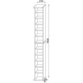 VCM Standregal 21 x 20 x 180 cm Mehrfarbig