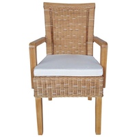soma Sessel Soma Esszimmer-Stühle-Set mit Armlehnen 4 Stück Rattanstuhl weiß - bra, Stuhl Sessel Sitzplatz Sitzmöbel bunt