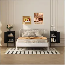 [en.casa] Nachtschrank Hausjärvi 35 x 35 x 82 cm Schwarz