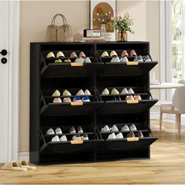 modfu Schuhschrank 118 x 115 x 25 cm 6 Klappenfächer / schwarz