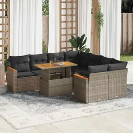 vidaXL Garten-Lounge-Set 9-tlg. grau