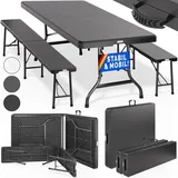 CASARIA Bierzeltgarnitur 3-tlg. Tisch 180 x 75 cm Anthrazit