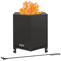 Feuerschale Feuerstelle Feuertonne, Inkl. Schürhaken, 45 X 38,8  X 46,5 Cm, Silber + Schwarz