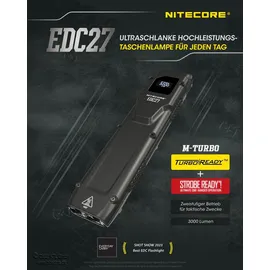 Nitecore LED Taschenlampe EDC27, bis zu 3000 Lumen