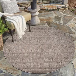 Teppich CARPET CITY "In-& Outdoorteppich Santorini 411, 3D-Effekt, Boho-Optik", braun, H:5mm Ø:200cm, Polypropylen, Teppiche, Wetterfest & UV-beständig für Terrasse, Balkon, Küche, Flur