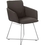 Armlehnstuhl W.SCHILLIG "jakob", braun (braun z59, anthrazit pulverbeschichtet), B:57cm H:86cm T:62cm, Chenillegewebe V34 (52% Polyester, 38% Baumwolle, 10% Polyacryl);Longlife Xtra-Leder Z59: Glattleder mit modischer Prägung. Hautstärke 0, 9 - 1, 1 mm;ROHLEDER Chenille-Flachgewebe Q2 W77 (68% Polyacryl, 32% Polyester);ROHLEDER Jacquard-Flachgewebe Q2 W60 (63% Polyester, 37% Polyacryl);Velourgewebe V41 (100% Polyester), Stühle, Armlehnstuhl, mit Drahtrohrgestell in Chrom glänzend