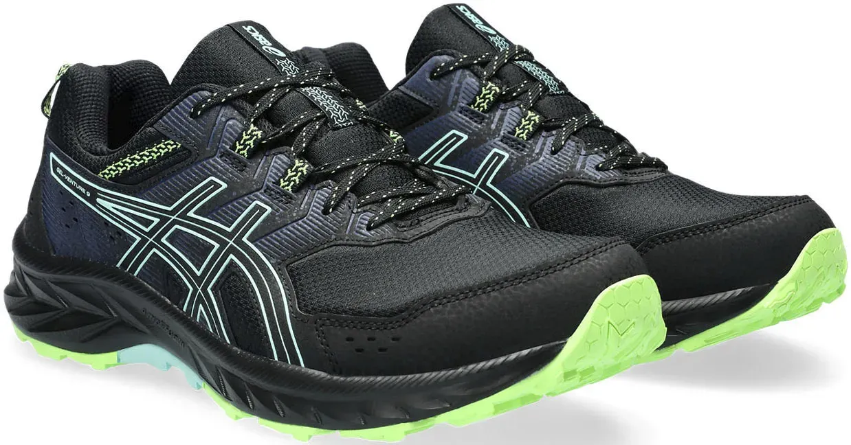 Laufschuh ASICS "GEL-VENTURE 9", Gr. 44, schwarz (schwarz, lime), Textil, Synthetik, sportlich, Schuhe