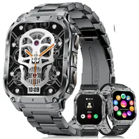 FitVigor Smartwatch Herren Militär-1000mAh/2'' HD Große Display/LED-Licht,3 Armbändern/Fitnessuhrmit Taschenlampe/120+ Sportmodi,Fitnessuhr mit Herzfrequenz/Schlafmonitor,für Android iOS, Gunmetallic
