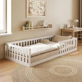 Kids Collective Jugendbett Bodenbett 90 x 200 cm Kiefer massiv weiß