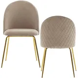 KADIMA DESIGN Design Esszimmerstuhl 2er Set Samt Gepolstert, Küchenstuhl in Beige | Gr.: onesize