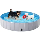 Yaheetech Hundepool für Hunde, Swimmingpool 100/120/140/160 x 30 cm, Hund Planschbecken Schwimmbecken, Faltbarer Pool Badewanne Wasserbecken, Klappbares Haustier-Duschbecken